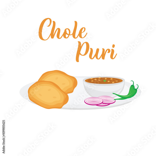 North Indian Food Chole Puri Stock Vector (Royalty Free)