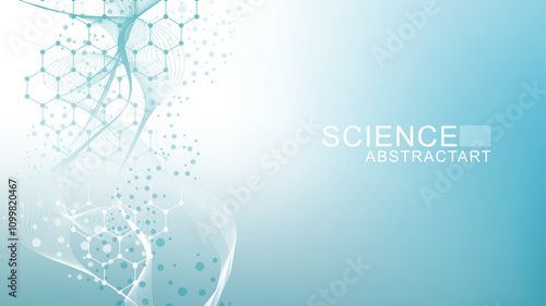 Structure molecule and communication. Dna, atom, neurons. Scientific concept for your design. Connected lines with dots. Medical, technology, chemistry, science background. Vector illustration