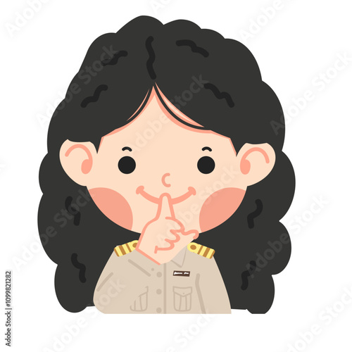 Thai woman teacher in government making a gesture of silence