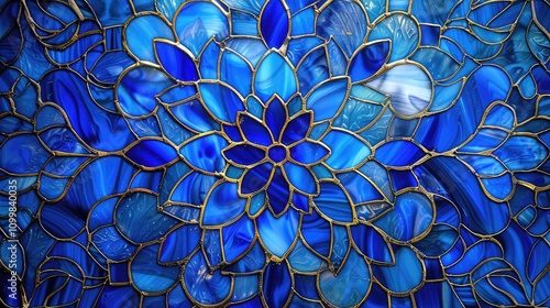 Stained glass window blue flower