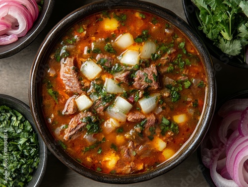 Top view of hearty paraguayan sopa paraguaya with fresh ingredients kitchen food photography cozy atmosphere photo