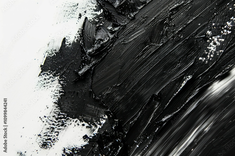 Obraz premium Many rough dark black smears of acrylic oil paint on flat surface. Detailed photo textured background