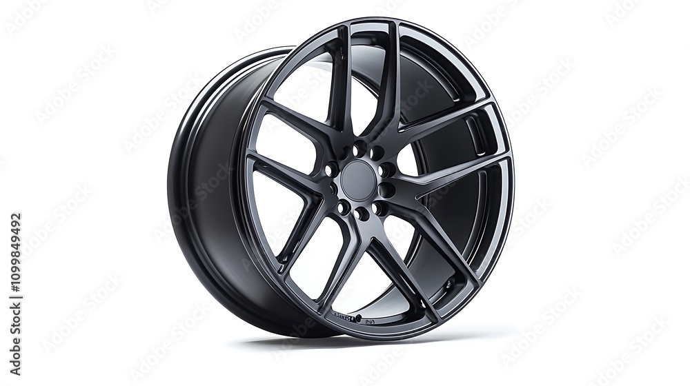 Obraz premium Sleek Black Alloy Wheel Design For Modern Vehicles