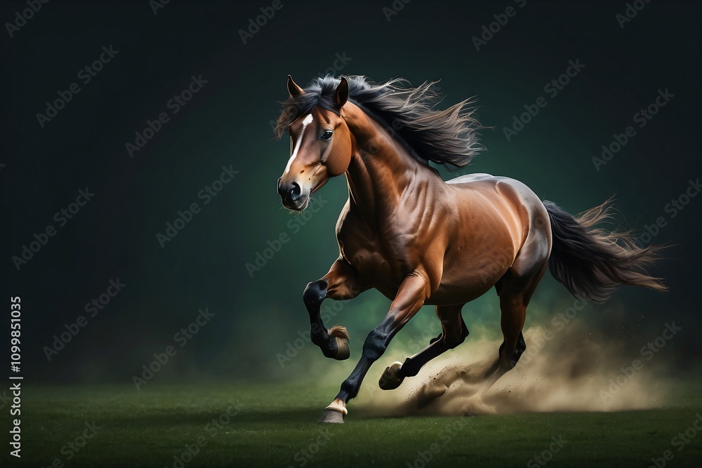Obraz premium A majestic horse galloping through a field, showcasing strength and grace.