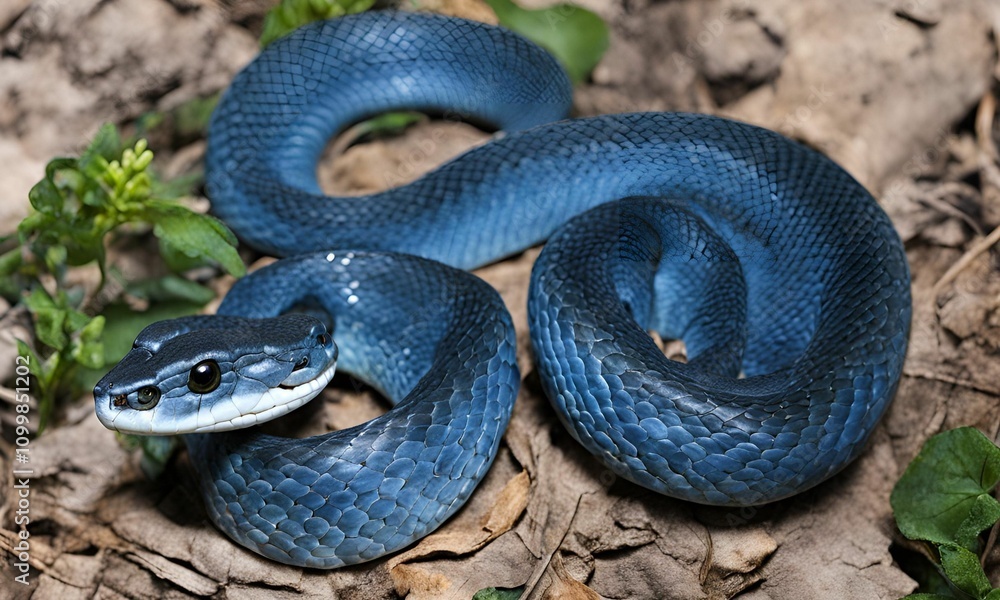 Obraz premium Blue viper snake closeup face