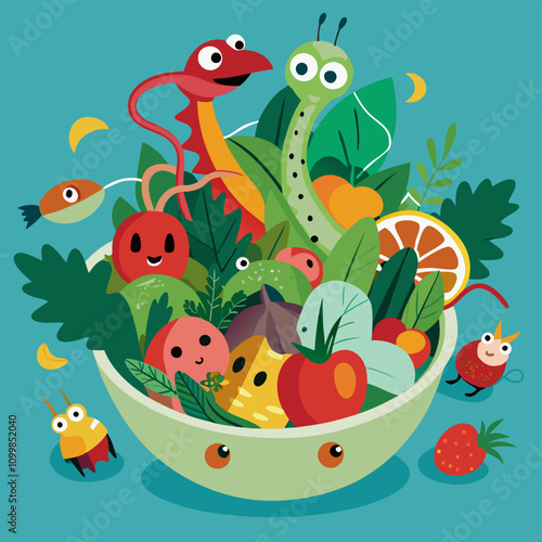 abstract image of a colorful fairy salad - fantastic creatures