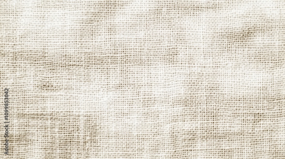 Fototapeta premium Creamy textured burlap fabric background. Subtle variations in tone create a rustic feel.