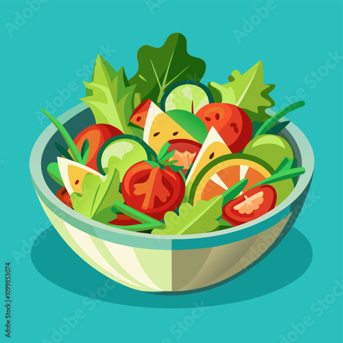 vector image of a colorful appetizing salad