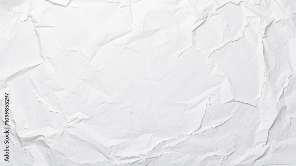 Naklejka premium A crumpled white paper poster with folded edges and creases, adding texture and interest, creases, wrinkled
