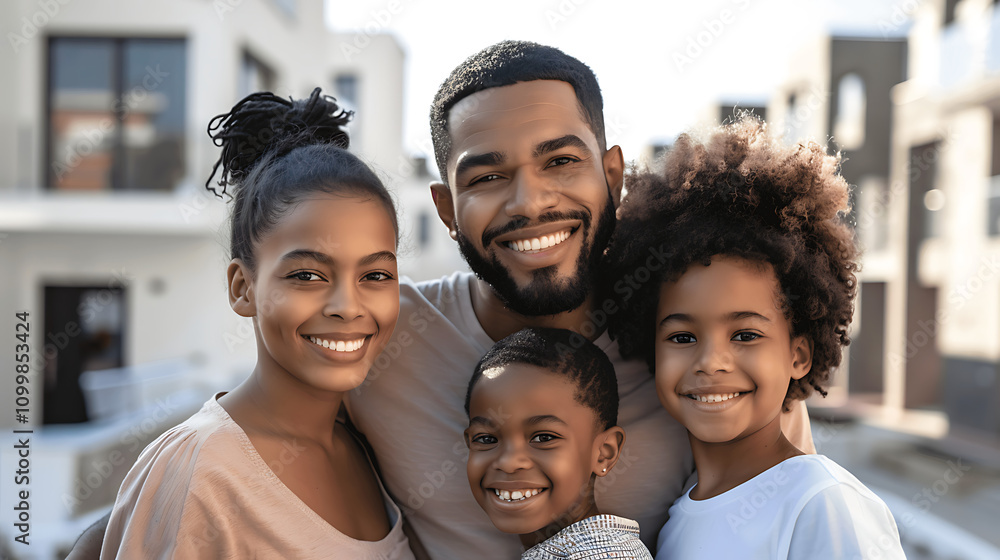 Obraz premium A happy Hispanic family with young children enjoys a fun-filled day outdoors in the park