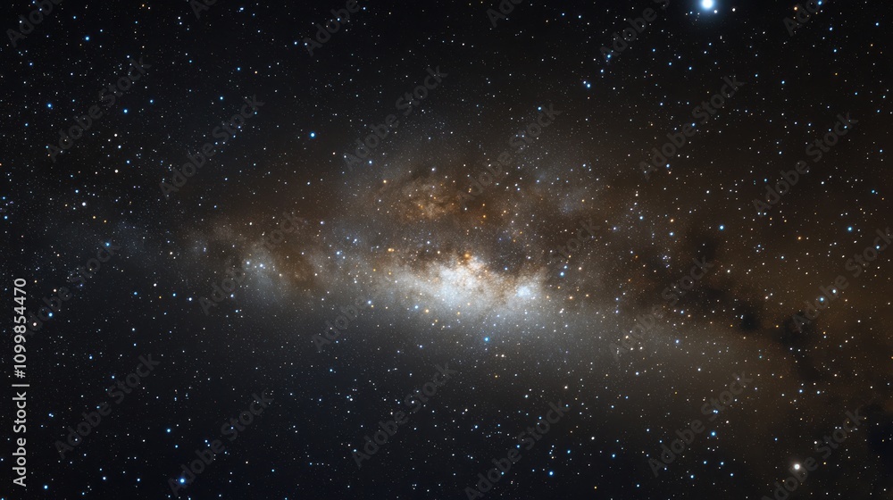 Obraz premium Cosmic wonder: A breathtaking view of a distant galaxy, speckled with countless stars.