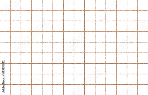 手書き感のある2色のチェック柄（ブラウン）、シンプル、タッタソールチェック、二重格子、背景素材
