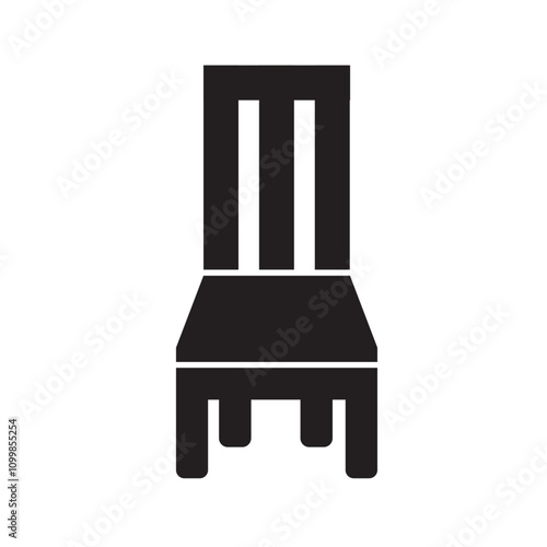 Chair icon with front view showing seat and backrest for furniture symbol