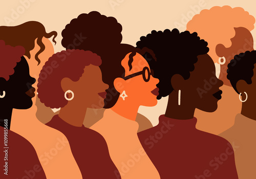 Group of African women against beige background photo