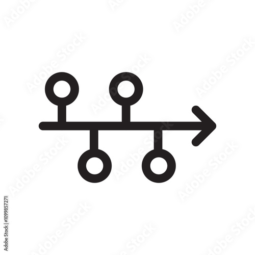 Timeline icon with line connecting four dots for sequential events or history