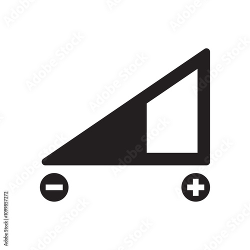 Volume icon with plus and minus signs on either side for sound control