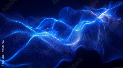 Earth in the universe, gradient 3D blue technological curves, blue background, blue earth background.
