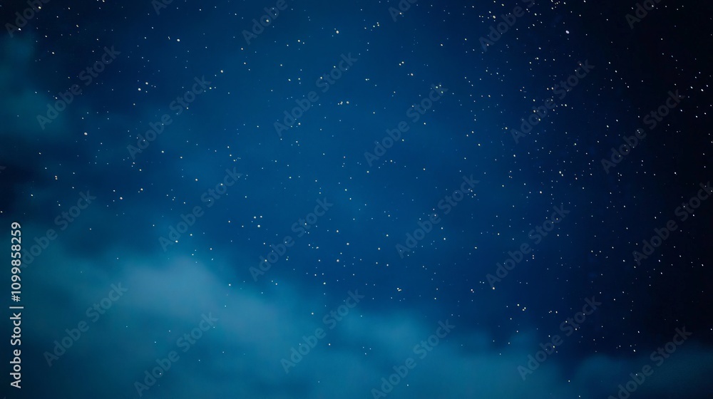 Obraz premium Dark blue night sky with clouds and stars.