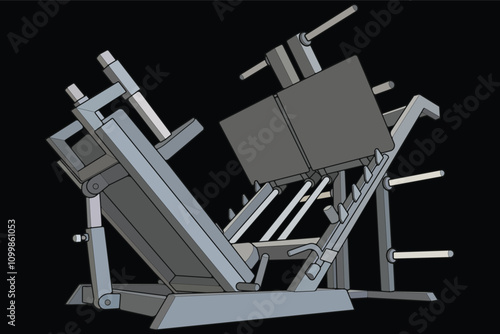 Leg press machine illustration. Fitness, cardio, and muscle building machines, equipments set at gym. Workout and training concept