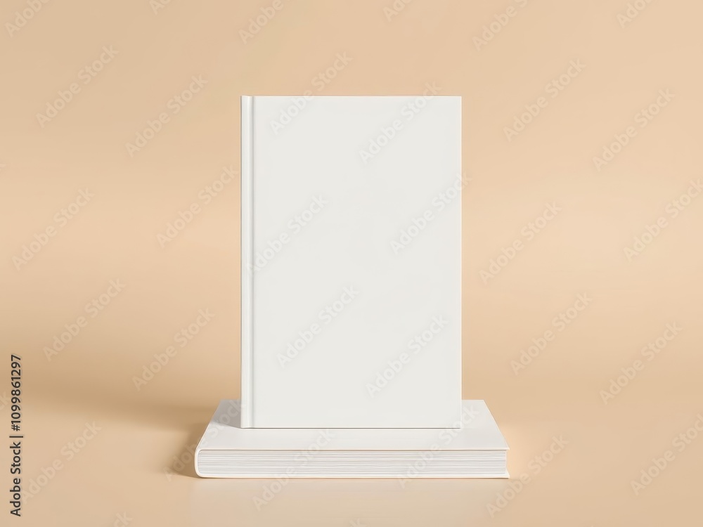 Book mockup with a textured hard cover in a natural beige color, ideal for showcasing your designs or artwork, creative, presentation, beige Book mockup with a textured hard cover in a natural beige color, ideal for showcasing your designs or artwork, creative, presentation, beige
