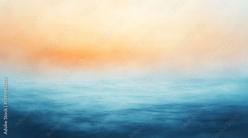 Fototapeta premium Tranquil Ocean Horizon, Gradient Sky Sunset, Soothing Seascape Backdrop, Calm Water Colorscape, Peaceful Sea View