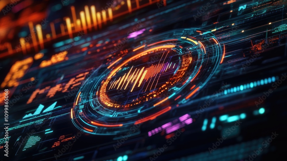 Fototapeta premium Futuristic Graphs in High Resolution Technology Display