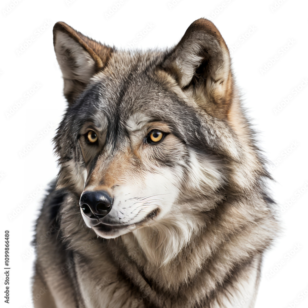 Obraz premium grey wolf on white background