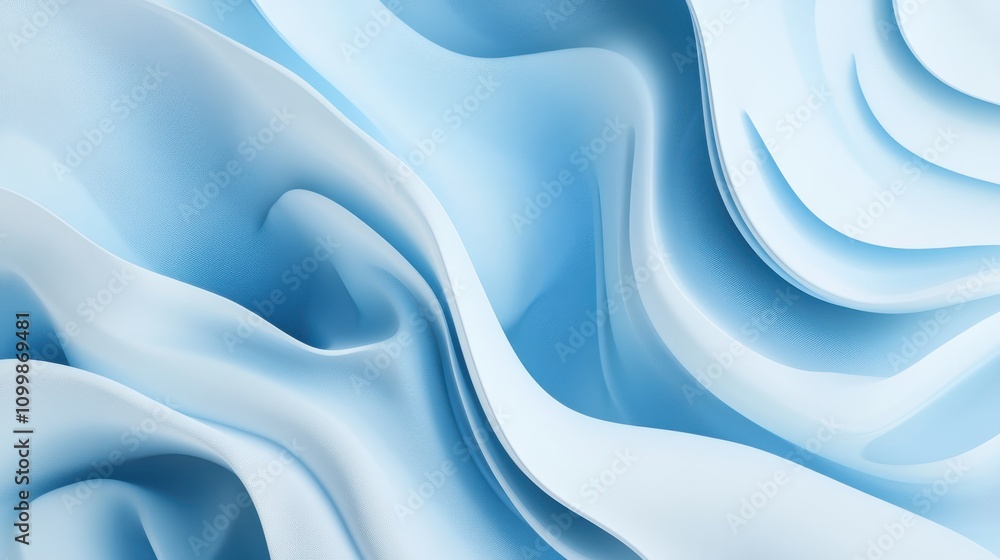 Fototapeta premium Abstract light blue waves flowing smoothly. Serene, calming pastel background.
