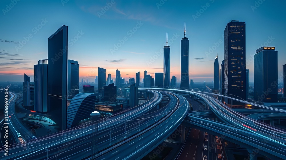 Fototapeta premium AI-powered autonomous vehicles revolutionize smart city transit.