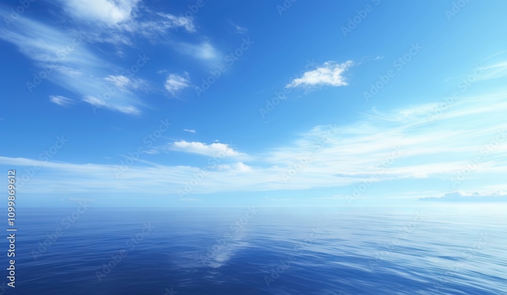 Fototapeta premium view of a calm ocean with a blue sky