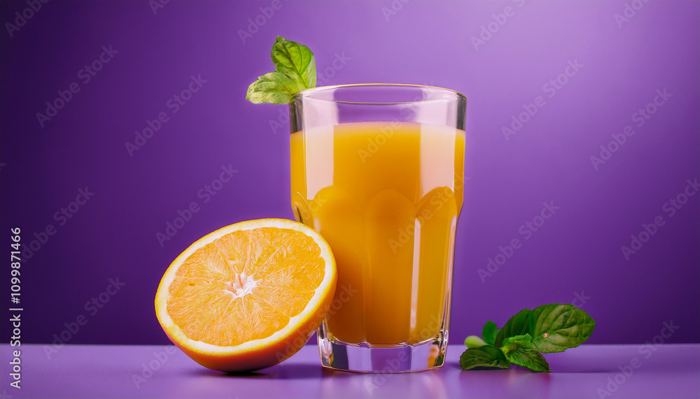 Fototapeta premium fresh juice in purple background