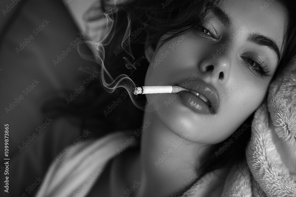 Obraz premium Generative AI image of woman in style of black white cinema old fashioned movie