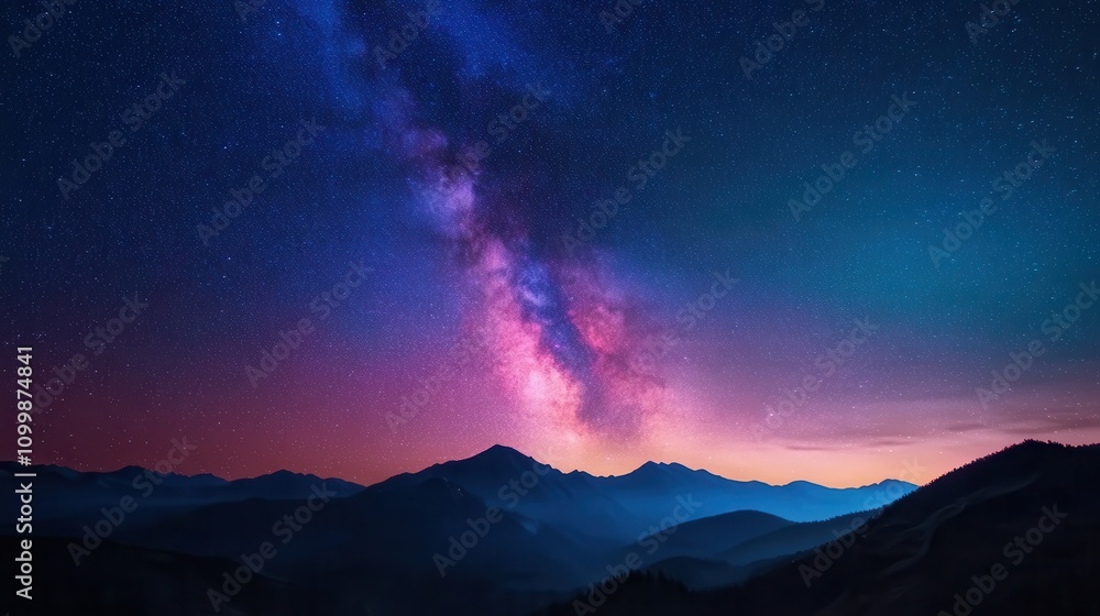 Fototapeta premium Stargazing adventure under the galaxy mountain range night sky nature cosmic wonder