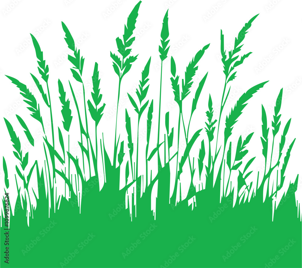 Fototapeta premium Grass vector illustrations in flat style. Grass illustration isolated on white background