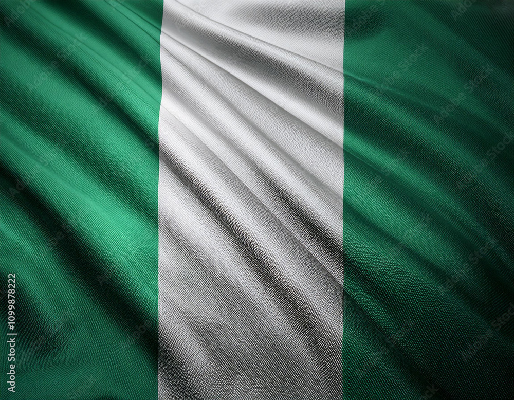 Obraz premium Firefly 3D illustration of Large Nigerian Flag fullscreen background 20995