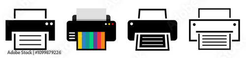 Print icon set. Home printer icons. Printer sign. Flat illustration. Data document flat style icon. Vector illustration