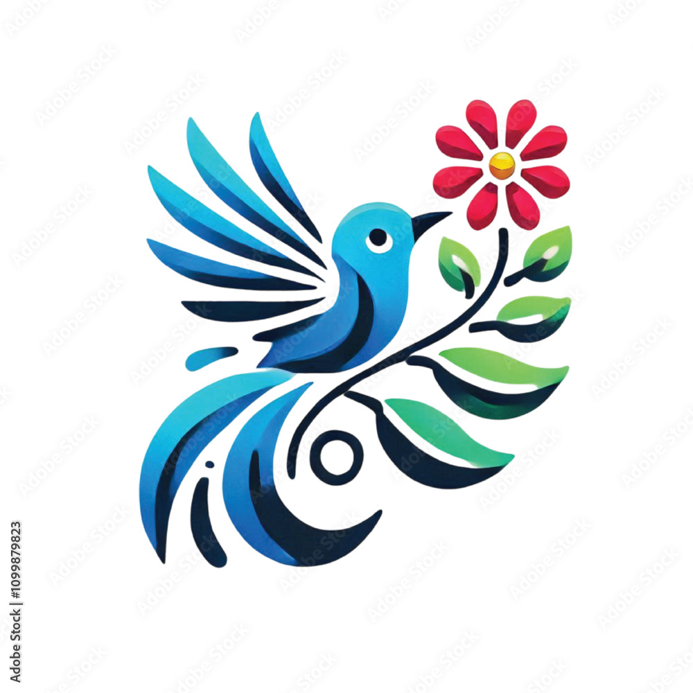 Obraz premium Flower bird logo vector