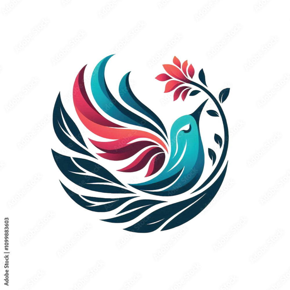 Naklejka premium Flower bird logo vector