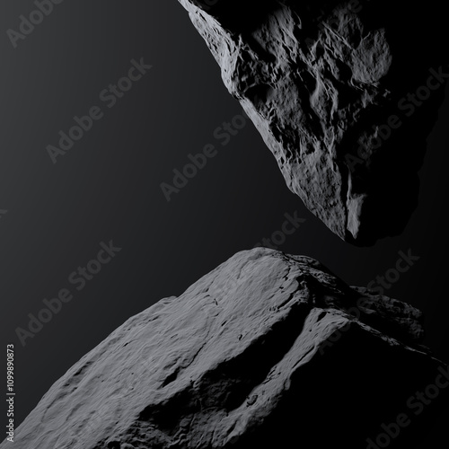 Gray stones with dramatic lighting, ideal for showcasing items in a unique 3D backdrop.