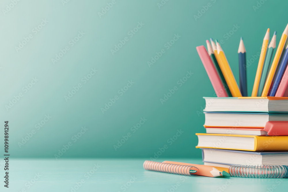 Fototapeta premium Creative learning setup home study space educational materials minimalist environment close-up view inspiring concepts for students