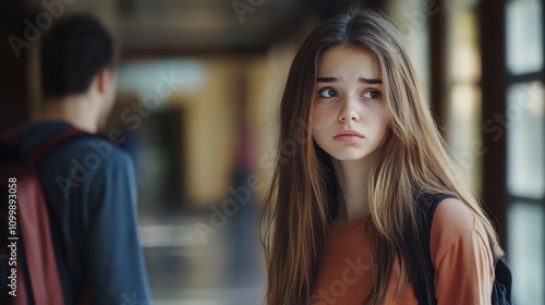 Wallpaper Mural Unrequited Love. Lonely Teenage Girl Suffering from Unrequited Love Looking at Male Classmate in College Torontodigital.ca