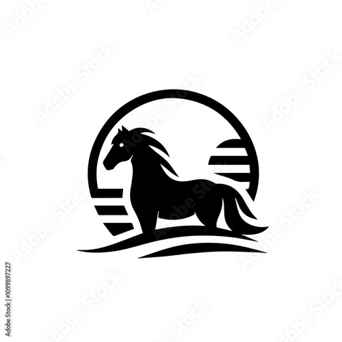 Majestic Galloping Horse Silhouette Logo Design – Perfect for Equestrian Branding and Creative Artworks photo