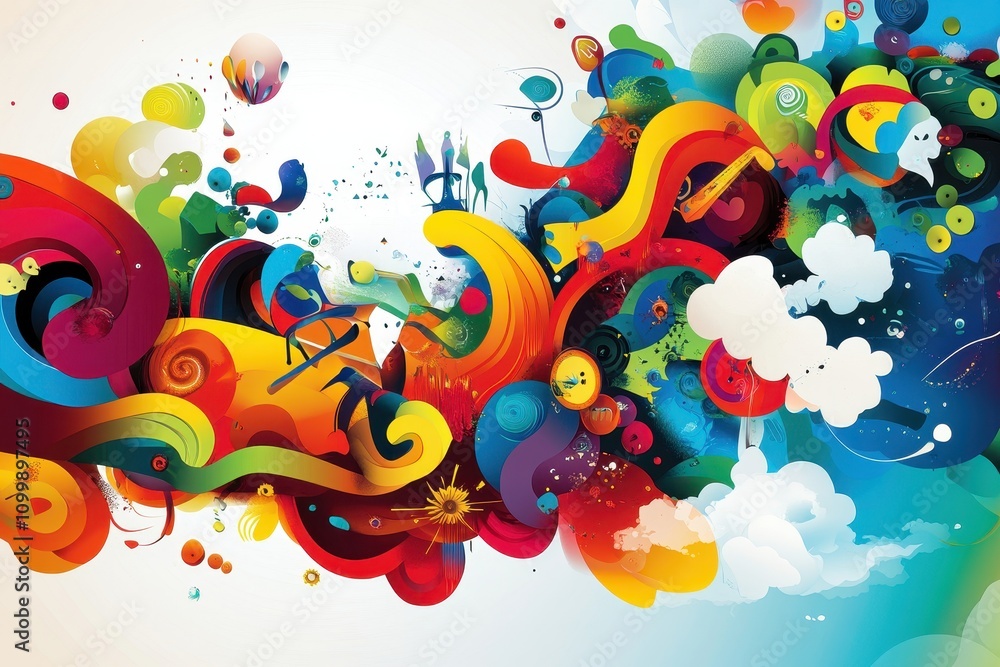 Fototapeta premium Whimsical Digital Collaboration Illustration