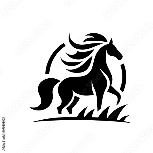 Majestic Galloping Horse Silhouette Logo Design – Perfect for Equestrian Branding and Creative Artworks photo