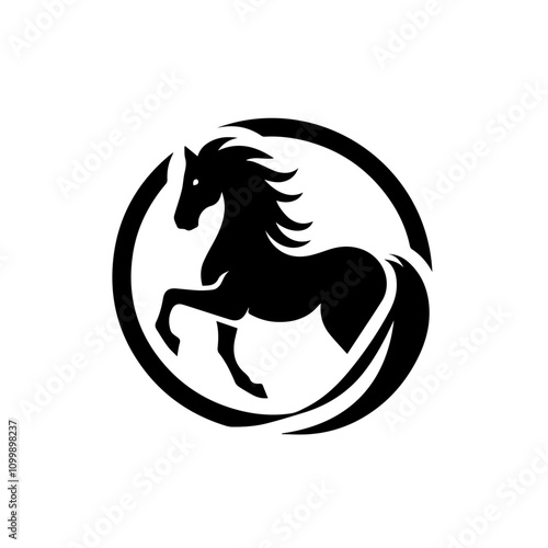 Majestic Galloping Horse Silhouette Logo Design – Perfect for Equestrian Branding and Creative Artworks