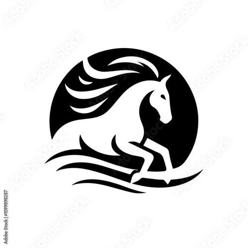 Majestic Galloping Horse Silhouette Logo Design – Perfect for Equestrian Branding and Creative Artworks