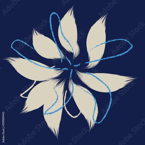 A Seamless blue Flowers texture vector for clothes pattern, dark blue textile art, hand-draw style background vector.