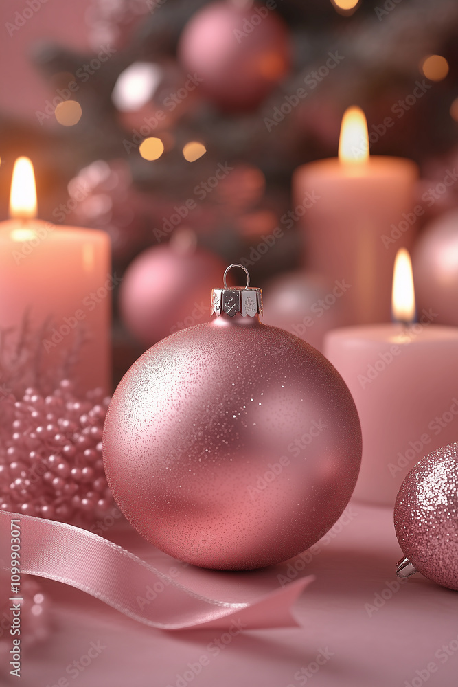 Obraz premium Pink bauble and christmas decoration