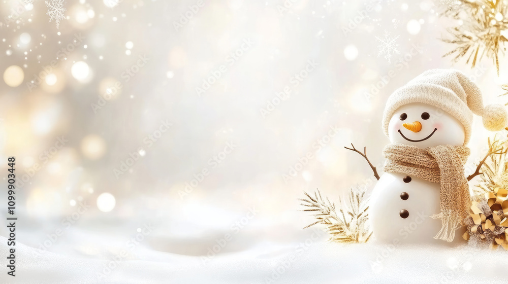 Obraz premium christmas background with cute funny laughing snowman