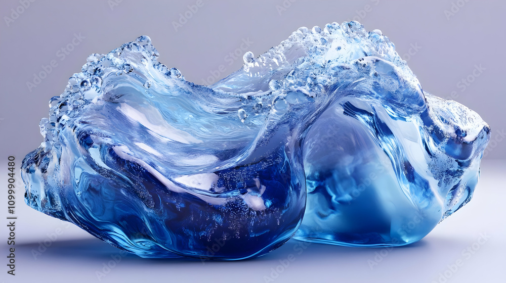 Fototapeta premium Abstract 3D Rendering of Blue Water Waves